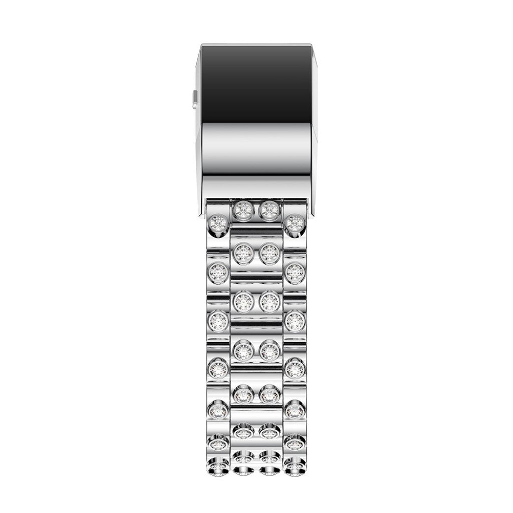 Mega fint Fitbit Charge 2 Metal og Rhinsten Rem - Sølv#serie_2
