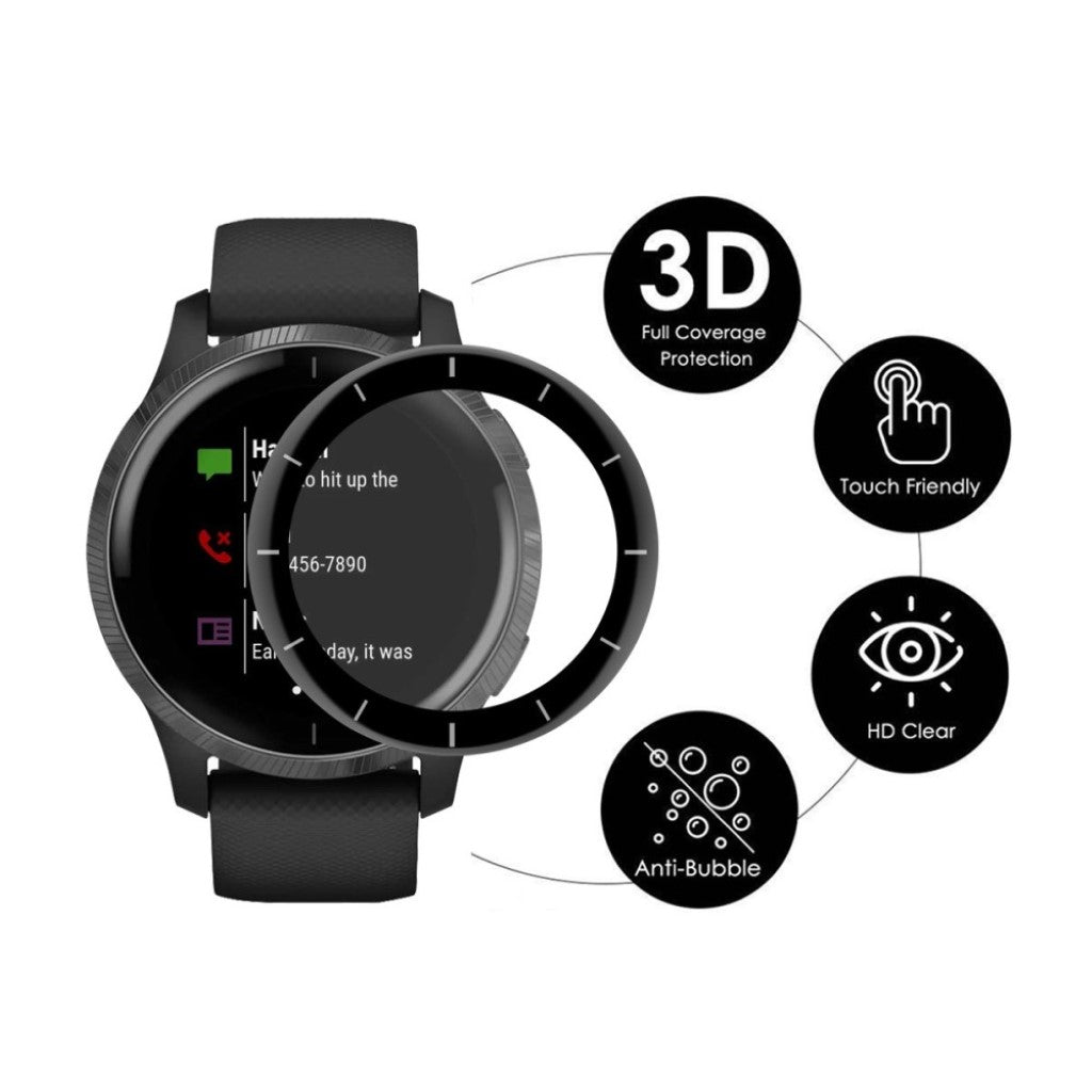 5stk Garmin Venu 2 / Garmin Vivoactive 4 Plastik  3D Kurvet Skærmbeskytter - Sort#serie_129