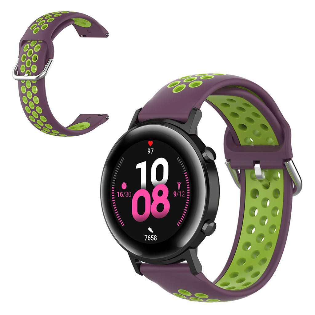 20mm Universal bi-color silicone watch strap - Purple / Fluorescent Green#serie_15