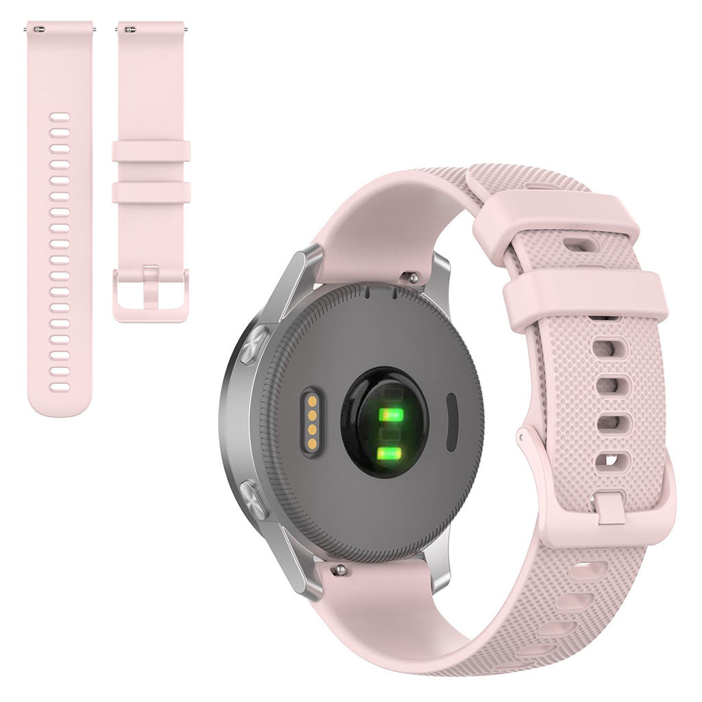 22mm Universal grid texture silicone watch strap - Pink#serie_4