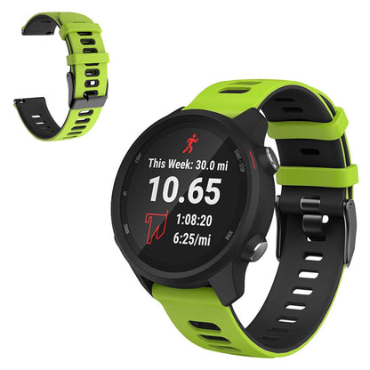 20mm Universal dual color sporty silicone watch strap - Green / Black#serie_7