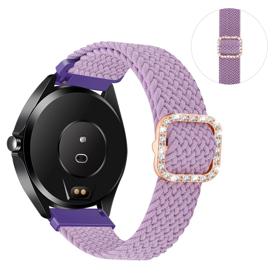20mm Universal nylon + rhinestone buckle watch strap - Purple#serie_4