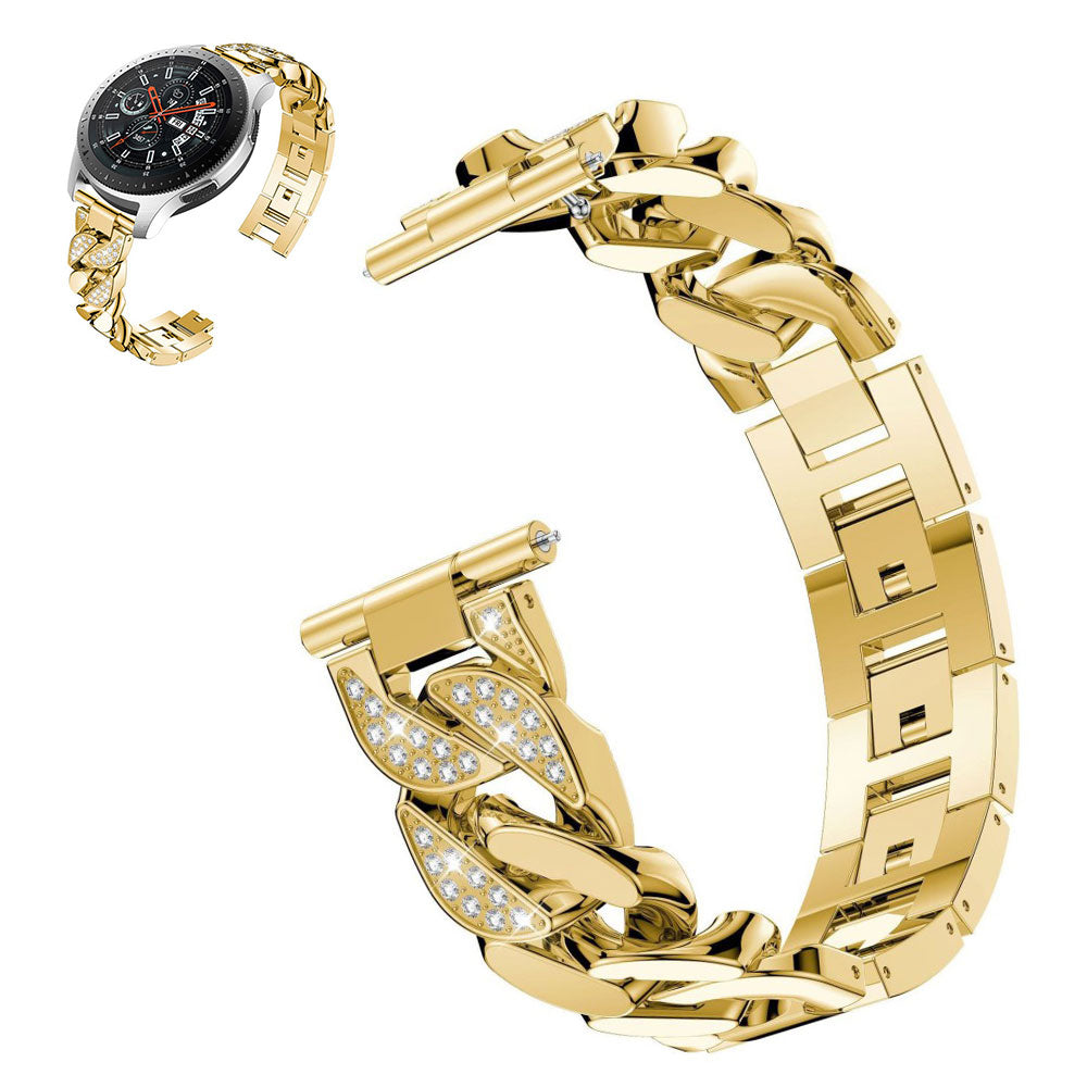 22mm Universal rhinestone adorned stainless steel watch strap - Gold#serie_2