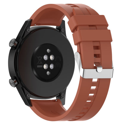 20mm Universal adjustable silicone watch strap - Silver Steel Buckle / Brown#serie_6