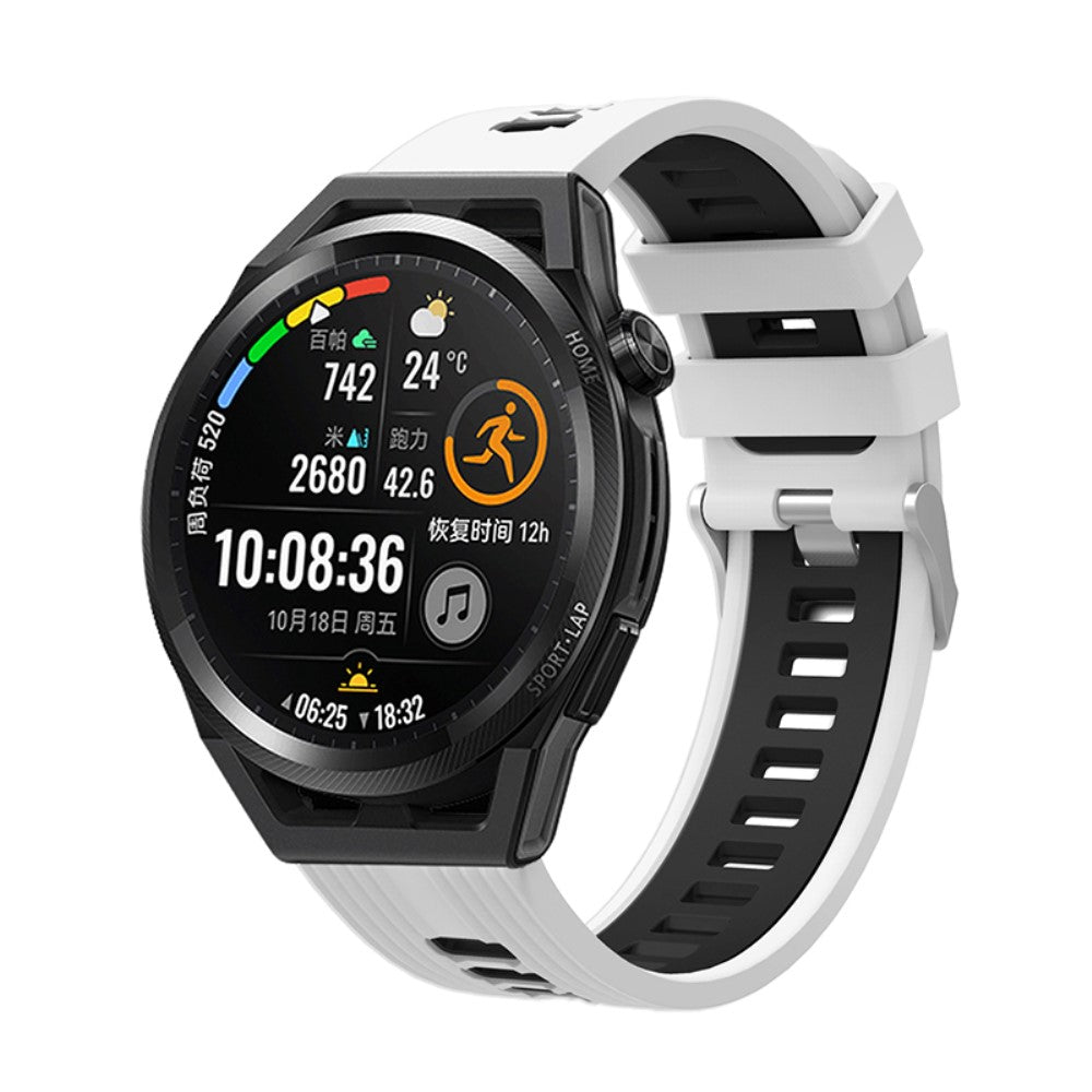 22mm Universal dual color silicone watch strap - White / Black#serie_1