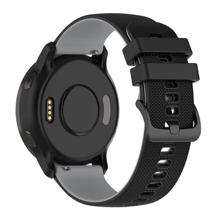 22mm Universal dual color grid pattern silicone watch strap - Black / Grey#serie_3