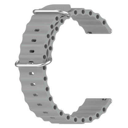 22mm Universal wave design silicone watch strap - Grey#serie_8