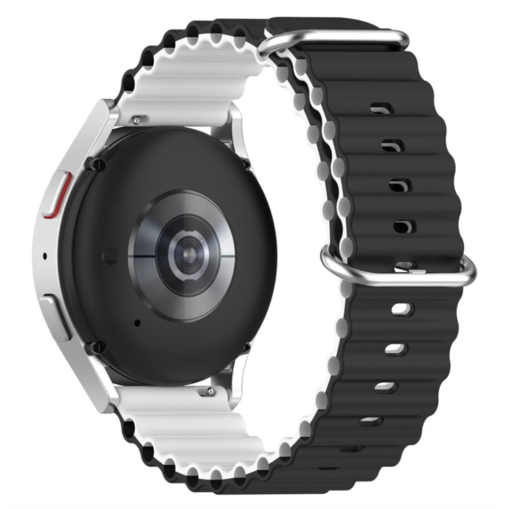 22mm Universal dual color silicone watch strap - Black / White#serie_4