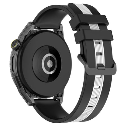20mm Universal dual-color silicone watch strap - Black / White#serie_1