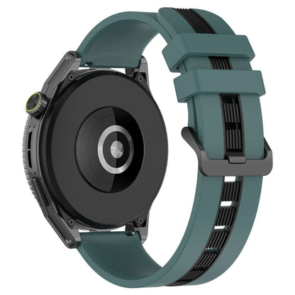 20mm Universal dual-color silicone watch strap - Olive Green / Black#serie_7