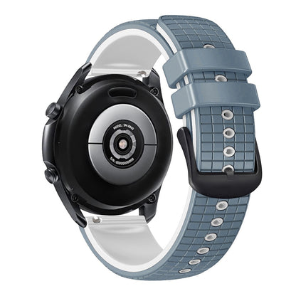 22mm Universal grid texture on silicone strap - Blue / White#serie_3
