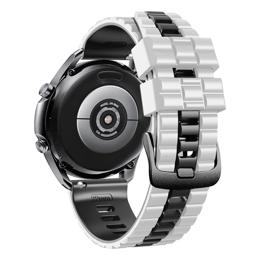 22mm Universal wave style strap - White / Black#serie_2