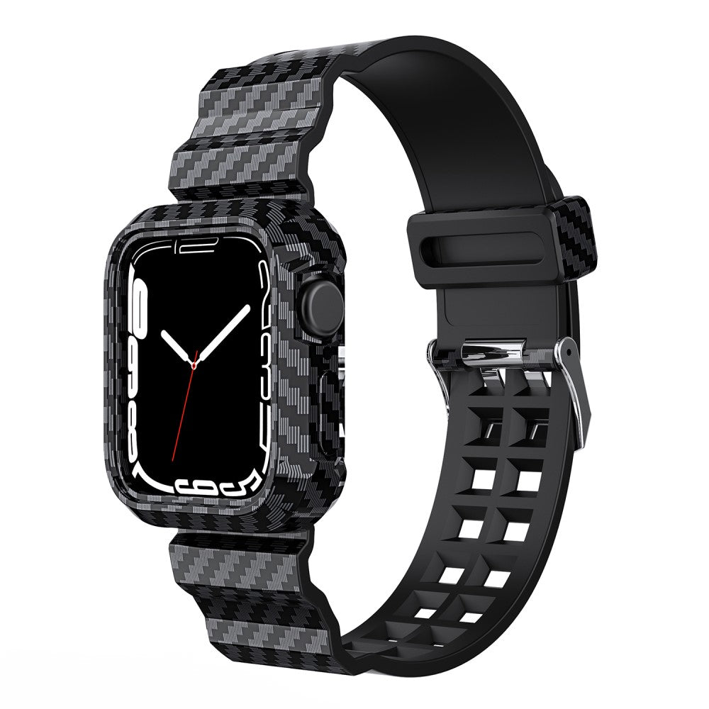 Rigtigt hårdfør Apple Watch Series 7 41mm Silikone Rem - Sort#serie_1