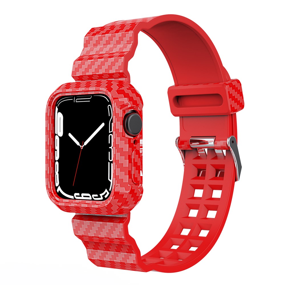 Rigtigt hårdfør Apple Watch Series 7 41mm Silikone Rem - Rød#serie_2
