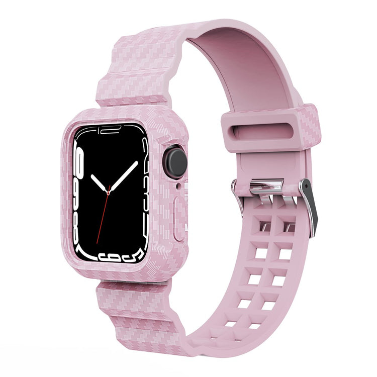 Rigtigt hårdfør Apple Watch Series 7 41mm Silikone Rem - Pink#serie_4