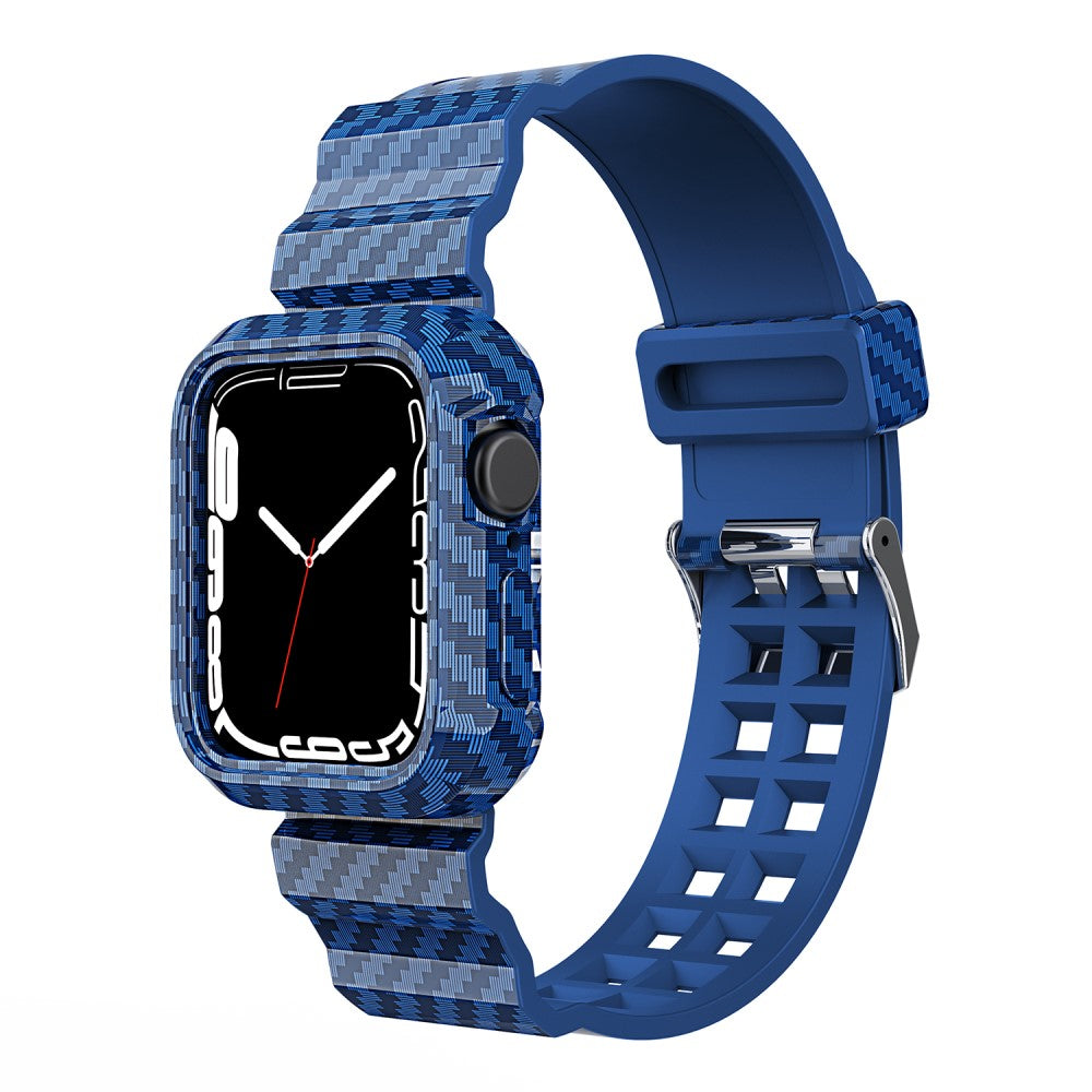 Rigtigt hårdfør Apple Watch Series 7 41mm Silikone Rem - Blå#serie_5