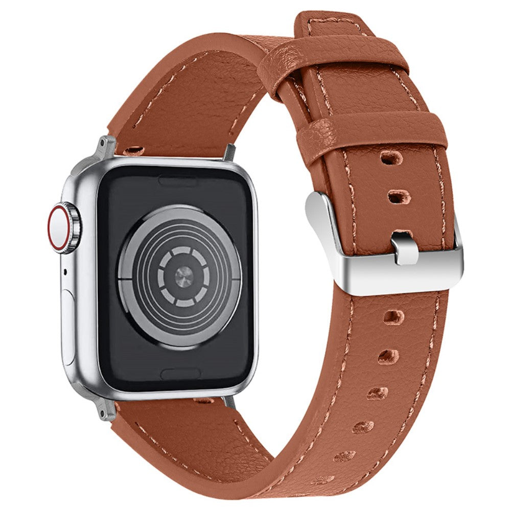 Meget skøn Apple Watch Series 7 41mm Ægte læder Rem - Brun#serie_1