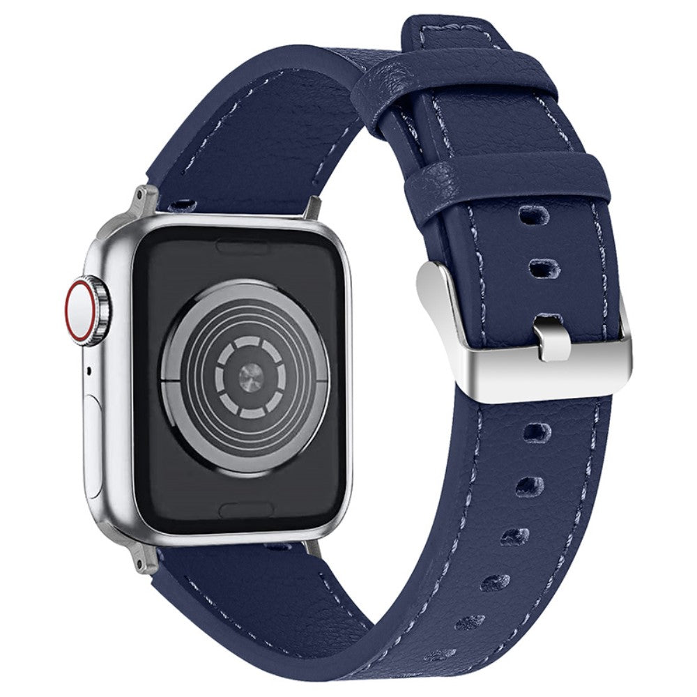 Meget skøn Apple Watch Series 7 41mm Ægte læder Rem - Blå#serie_2