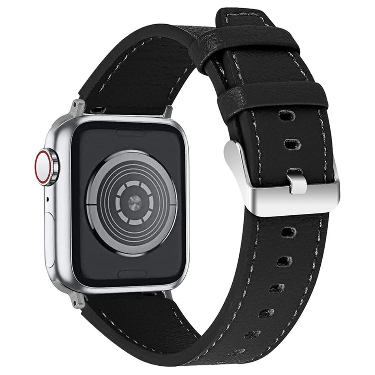 Meget skøn Apple Watch Series 7 41mm Ægte læder Rem - Sort#serie_5
