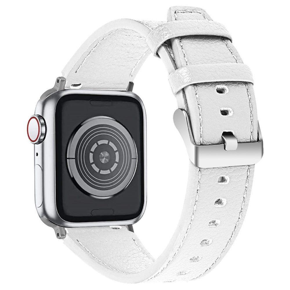 Meget skøn Apple Watch Series 7 41mm Ægte læder Rem - Hvid#serie_6
