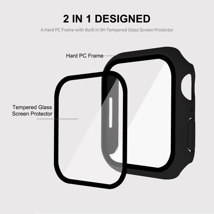 Meget Fed Apple Watch Series 7 41mm Cover med Skærmbeskytter i Plastik og Hærdet Glas - Blå#serie_3