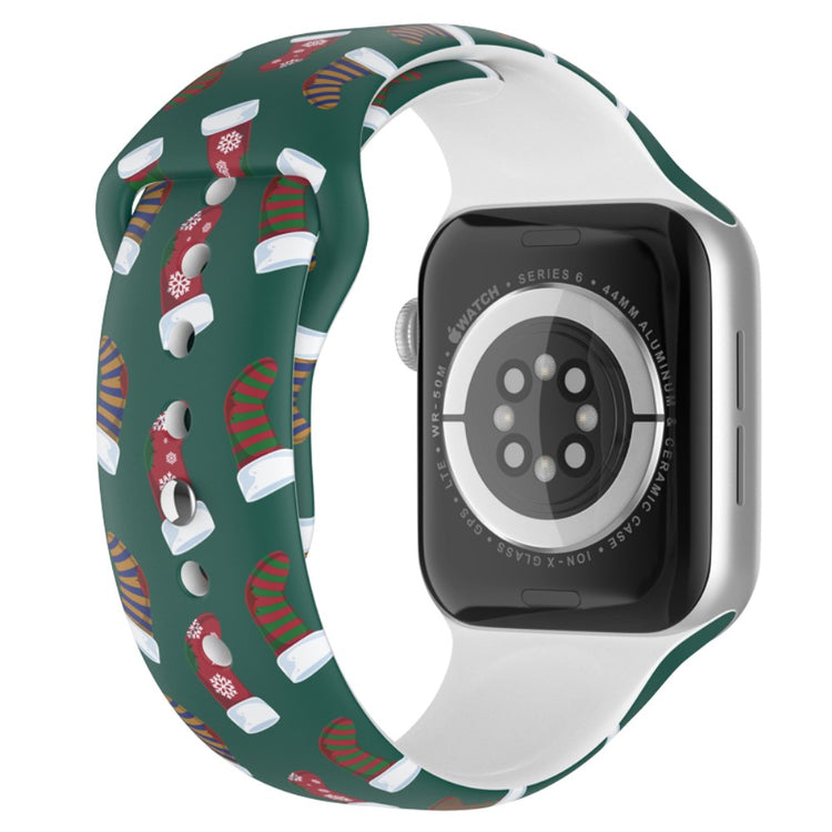 Fed Apple Watch Series 7 41mm Silikone Rem - Størrelse: L - Grøn#serie_6