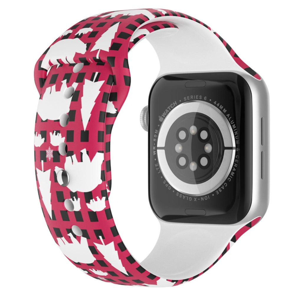 Meget pænt Apple Watch Series 7 41mm Silikone Rem - Størrelse: S - Rød#serie_2