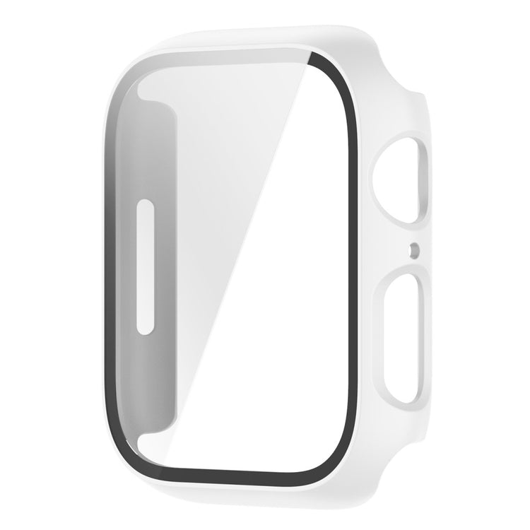 Fint Apple Watch Series 7 41mm Cover med Skærmbeskytter i Plastik og Hærdet Glas - Hvid#serie_1
