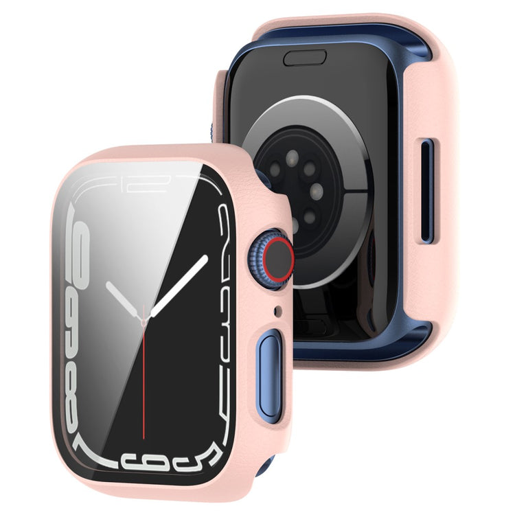 Fint Apple Watch Series 7 41mm Cover med Skærmbeskytter i Plastik og Hærdet Glas - Pink#serie_2