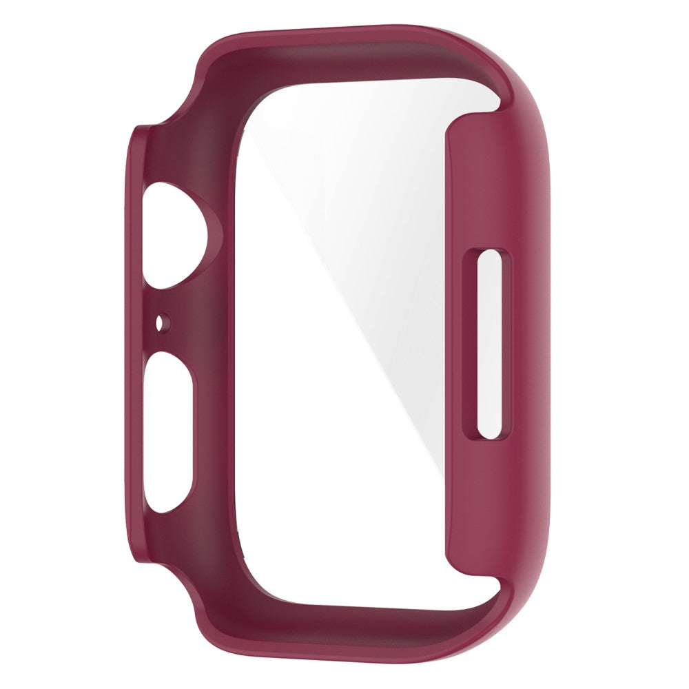 Fint Apple Watch Series 7 41mm Cover med Skærmbeskytter i Plastik og Hærdet Glas - Rød#serie_5