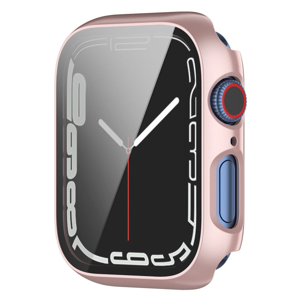 Fint Apple Watch Series 7 41mm Cover med Skærmbeskytter i Plastik og Hærdet Glas - Pink#serie_6