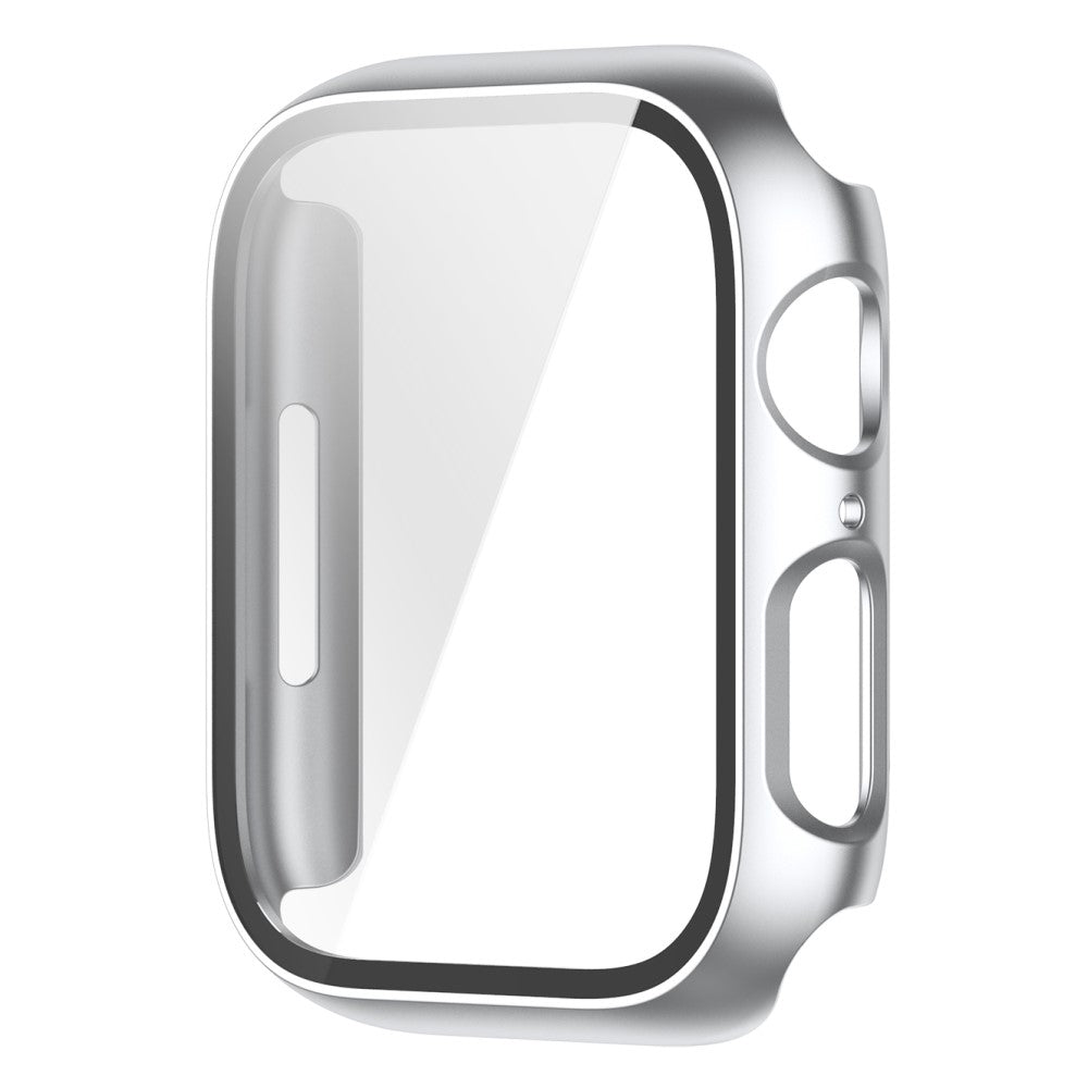 Fint Apple Watch Series 7 41mm Cover med Skærmbeskytter i Plastik og Hærdet Glas - Sølv#serie_9