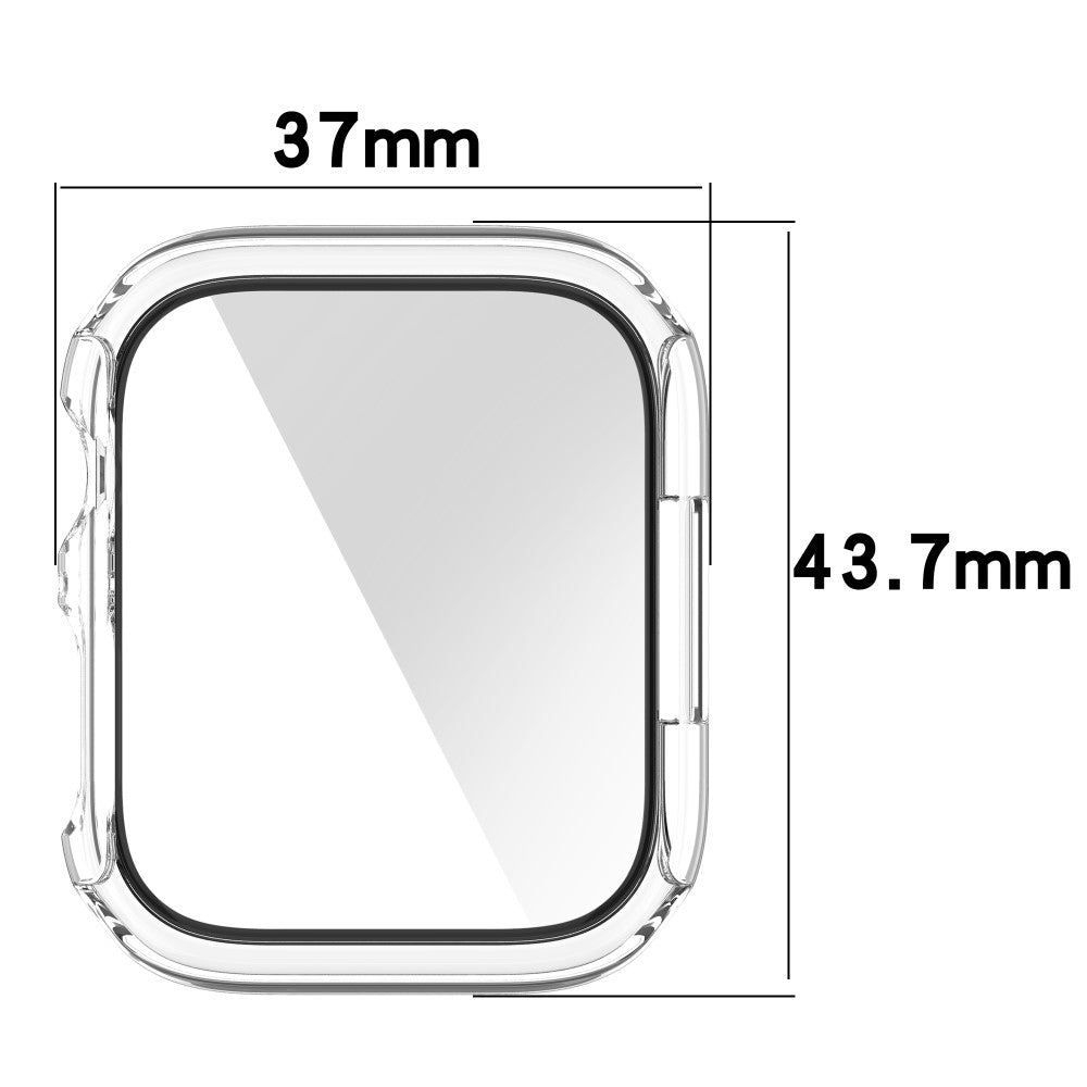 Fint Apple Watch Series 7 41mm Cover med Skærmbeskytter i Plastik og Hærdet Glas - Sølv#serie_9