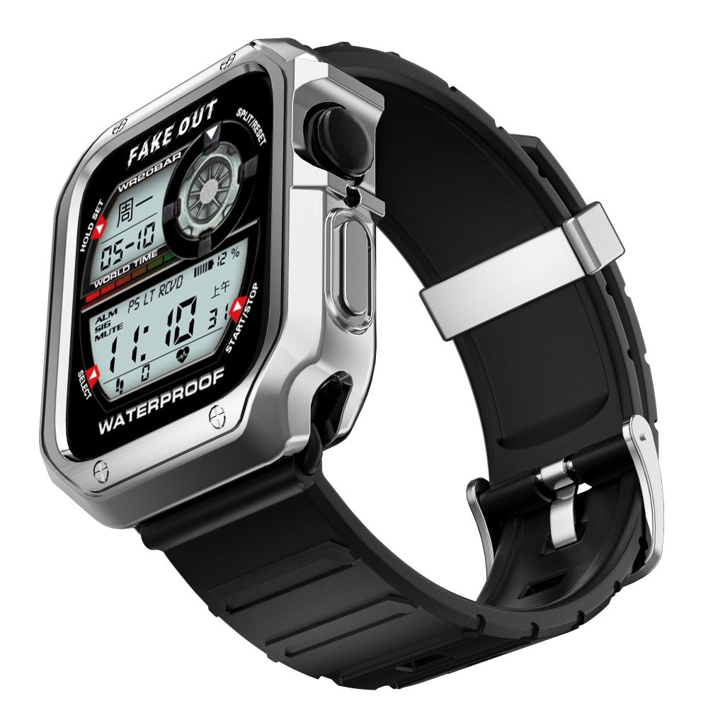 Superflot Apple Watch Series 7 41mm Plastik og Silikone Rem - Sølv#serie_1