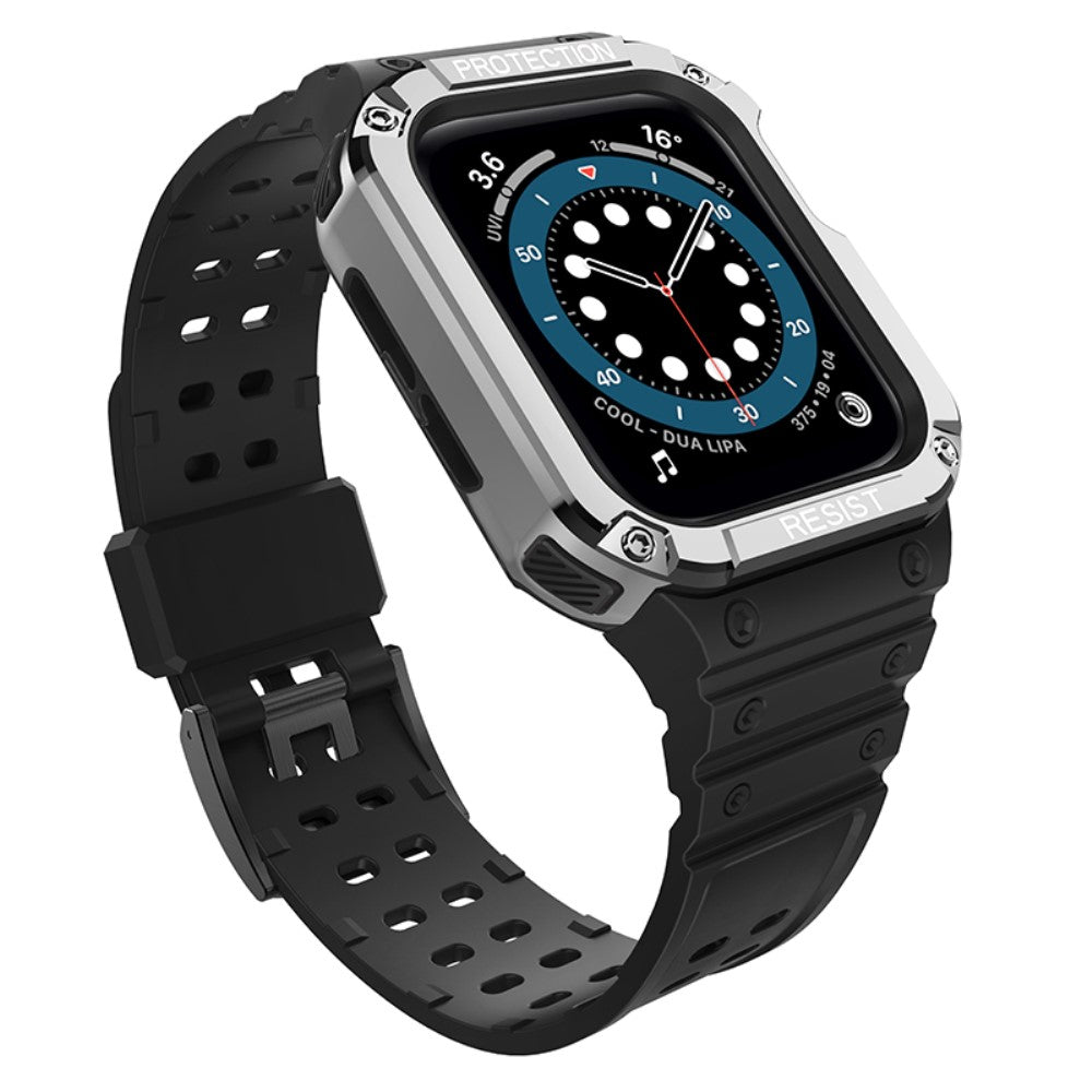 Smuk Apple Watch Series 7 41mm Plastik og Silikone Rem - Sølv#serie_7