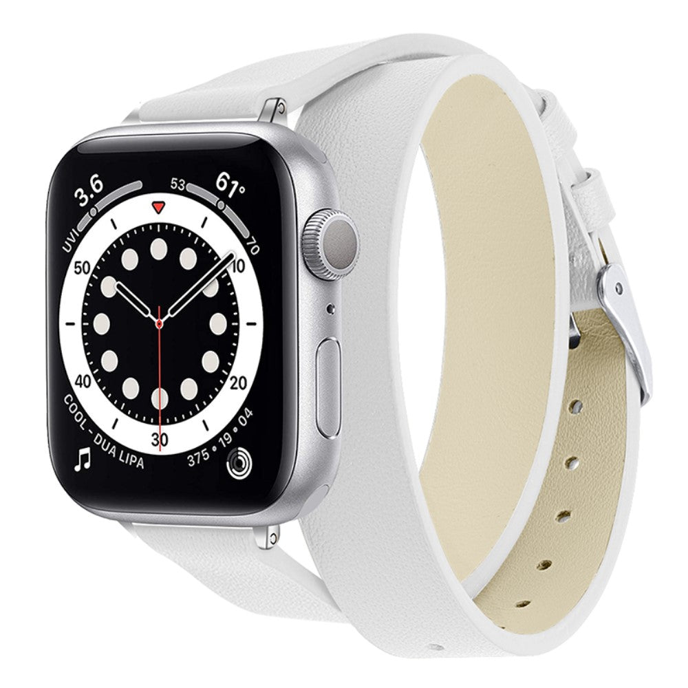Mega skøn Apple Watch Series 7 41mm Ægte læder Rem - Hvid#serie_1