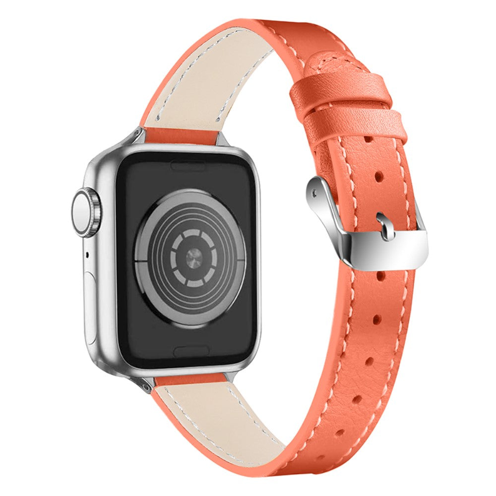 Skøn Apple Watch Series 7 41mm Ægte læder Rem - Orange#serie_2