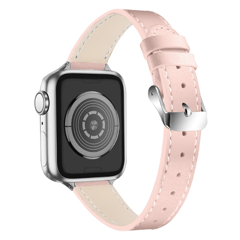 Skøn Apple Watch Series 7 41mm Ægte læder Rem - Pink#serie_3