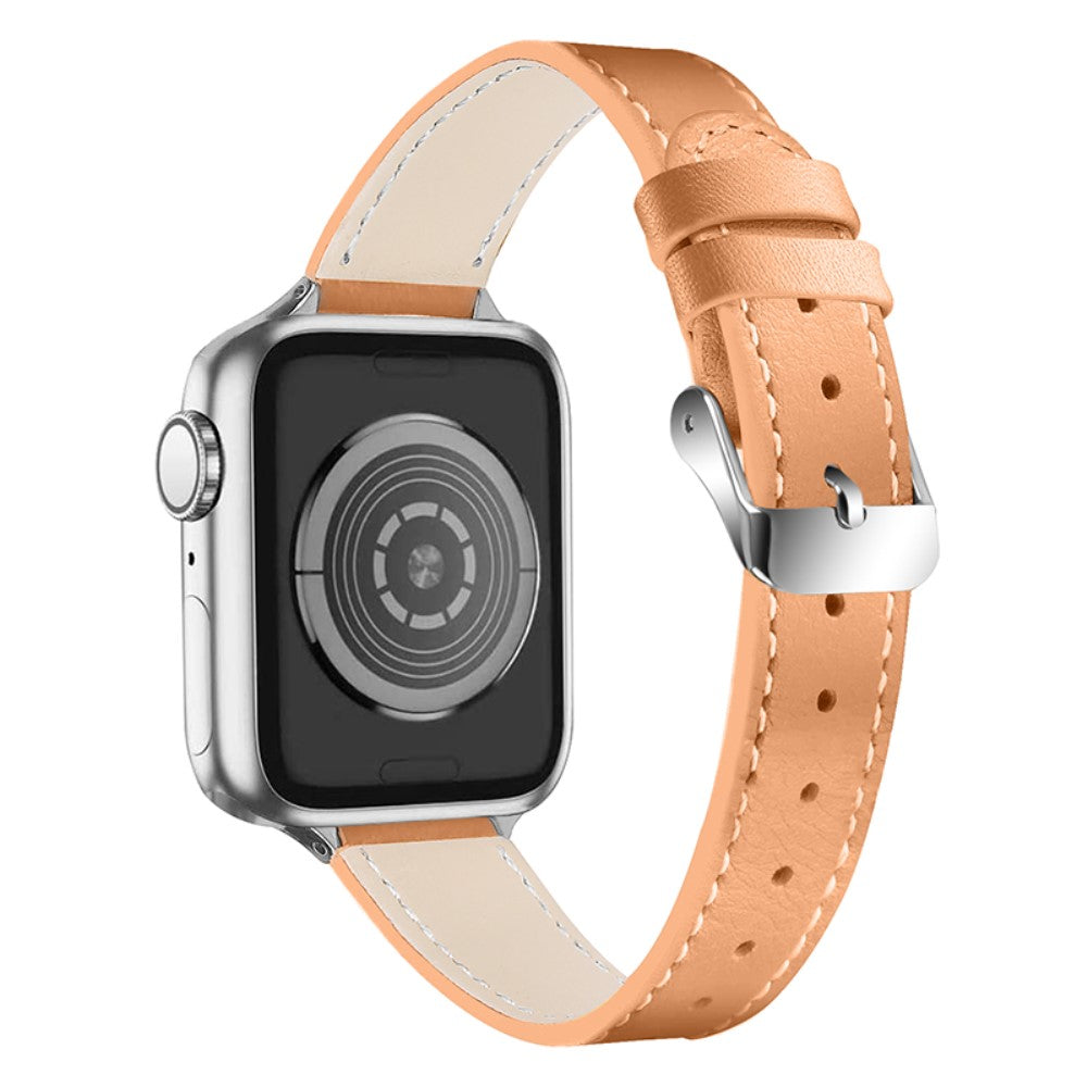 Skøn Apple Watch Series 7 41mm Ægte læder Rem - Brun#serie_6