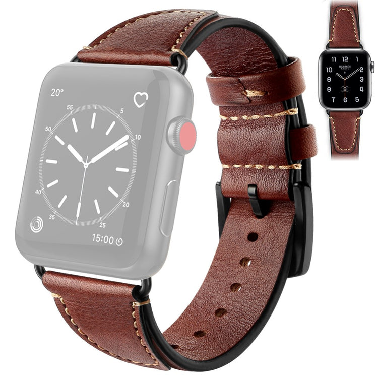 Mega skøn Apple Watch Series 7 41mm Ægte læder Rem - Brun#serie_2
