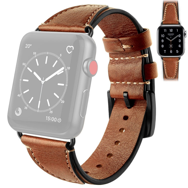 Mega skøn Apple Watch Series 7 41mm Ægte læder Rem - Brun#serie_3