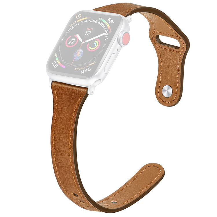 Vildt slidstærk Apple Watch Series 7 41mm Ægte læder Rem - Størrelse: L - Brun#serie_10