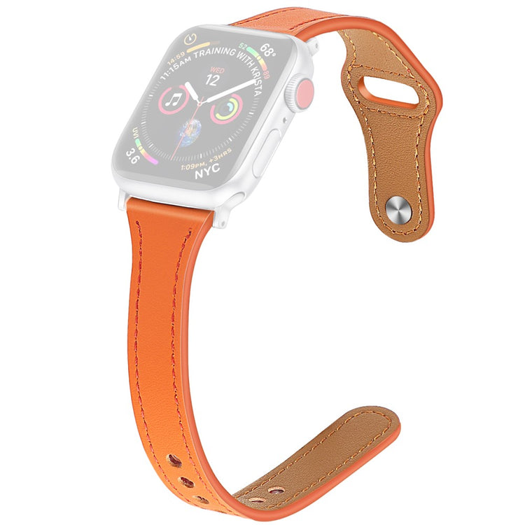 Vildt slidstærk Apple Watch Series 7 41mm Ægte læder Rem - Størrelse: L - Orange#serie_4