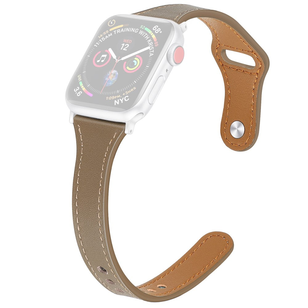 Vildt slidstærk Apple Watch Series 7 41mm Ægte læder Rem - Størrelse: L - Brun#serie_6