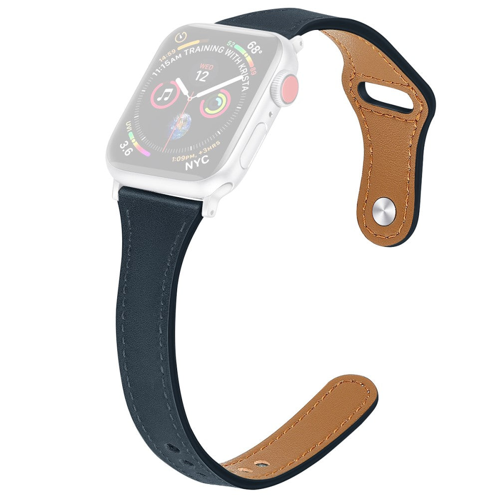 Vildt slidstærk Apple Watch Series 7 41mm Ægte læder Rem - Størrelse: L - Blå#serie_9
