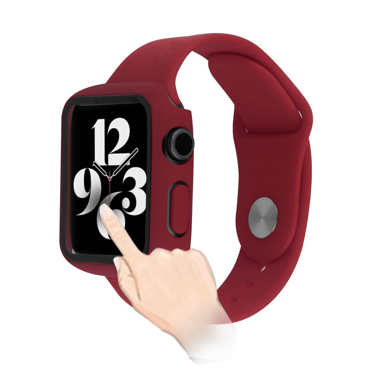 Apple Watch Series 7 41mm Silikone Cover med Rem og Hærdet Glas - Rød#serie_1