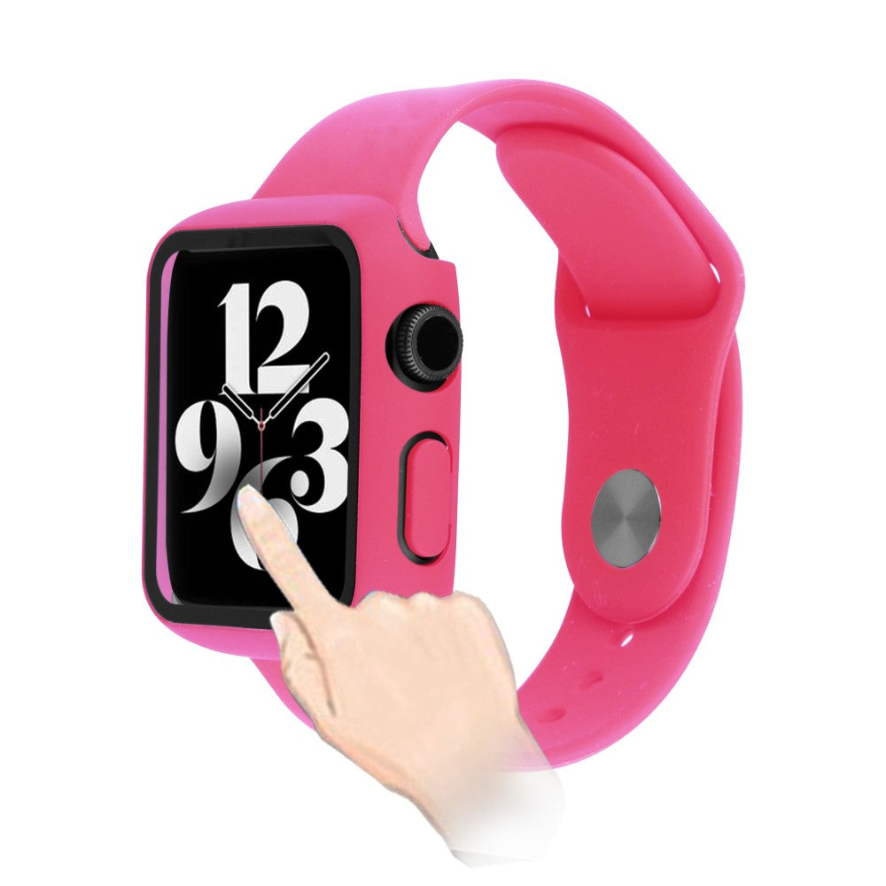 Apple Watch Series 7 41mm Silikone Cover med Rem og Hærdet Glas - Pink#serie_10