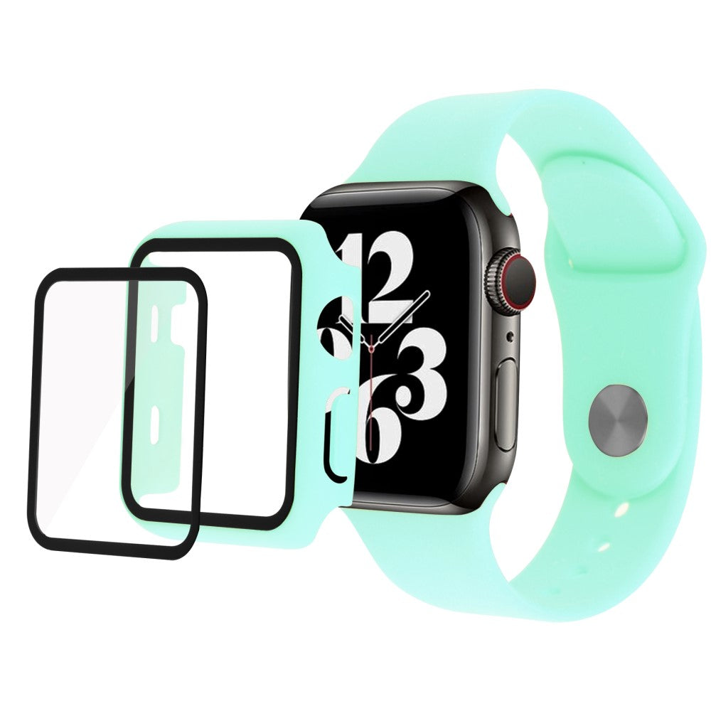 Apple Watch Series 7 41mm Silikone Cover med Rem og Hærdet Glas - Grøn#serie_4