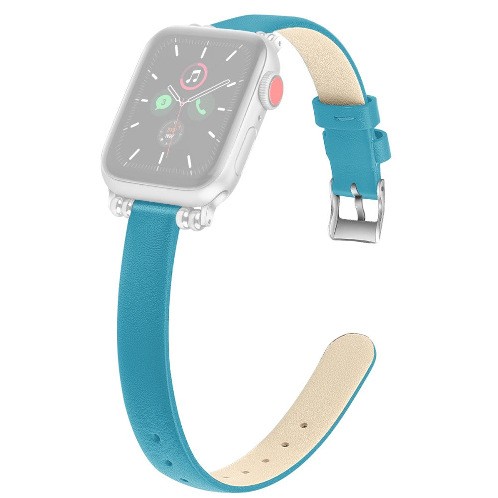 Mega sejt Apple Watch Series 7 41mm Ægte læder Rem - Størrelse: L - Blå#serie_1