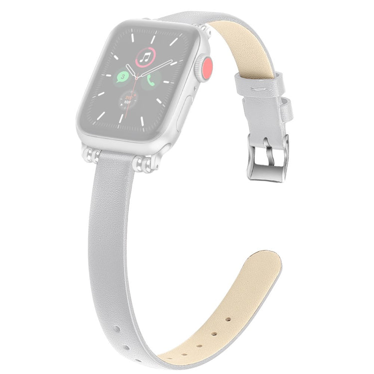 Mega sejt Apple Watch Series 7 41mm Ægte læder Rem - Størrelse: L - Hvid#serie_7